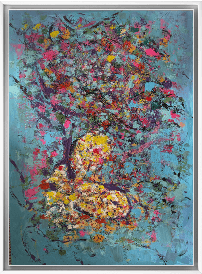 The Cosmic Self (2025) — Acrylic and mixed media on canvas by Nour Aouissaoui
