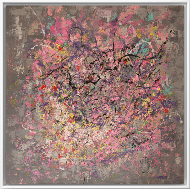 Cosmic Bloom (2026) — Acrylic on canvas by Nour Aouissaoui