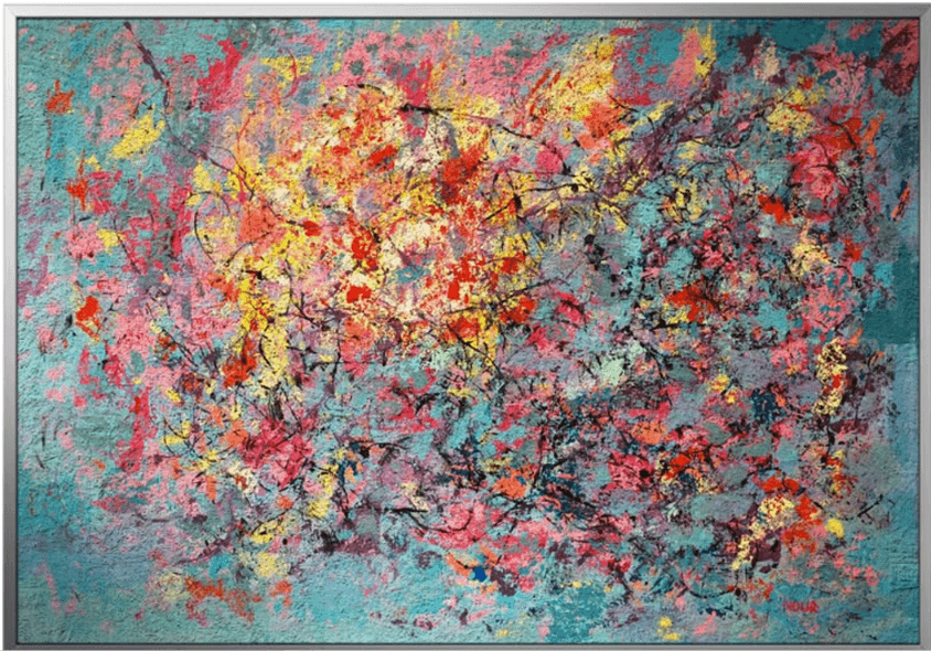 The Birth of Light (2026) — Mixed media on canvas by Nour Aouissaoui