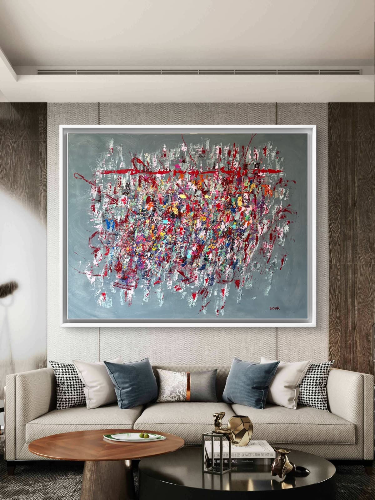 The Soul in Motion (2025–2026) — Acrylic & mixed media on canvas by Nour Aouissaoui