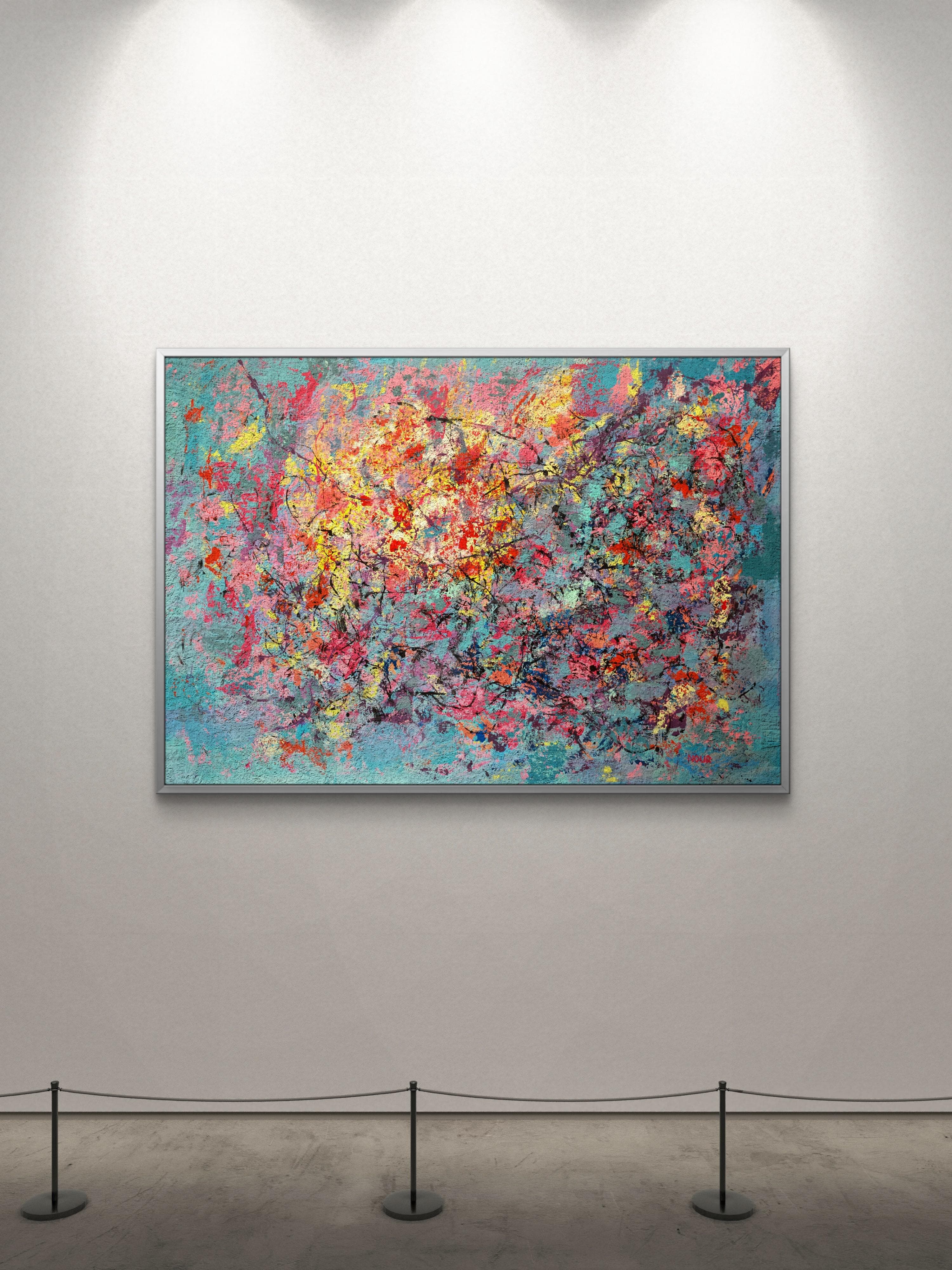 The Birth of Light (2026) — Mixed media on canvas by Nour Aouissaoui